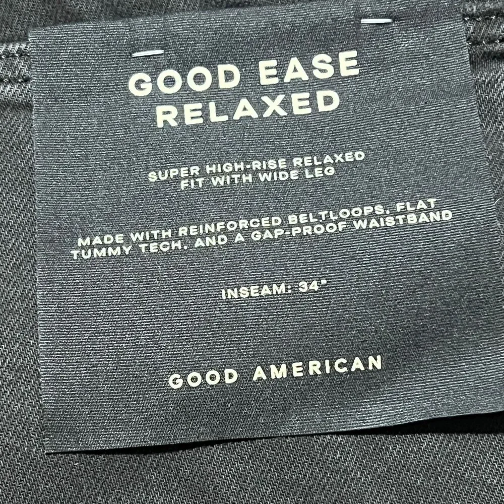 NWT Good American Good Ease Relaxed Jeans Size 28 Plus Black High Rise Wide Leg - Picture 13 of 13